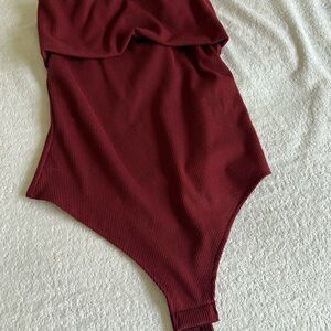 Burgundy Ribbed Bodysuit
